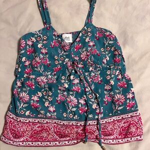 Ritu Kumar Pink Smocked Tie Front Tank Top